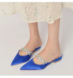 2.5Cm Women Comfort Flat Rhinestone Satin Pointy Toe Slip on Prom Evening Party Dress Shoes Closed Toe Flats Sandals,Ivory,8....