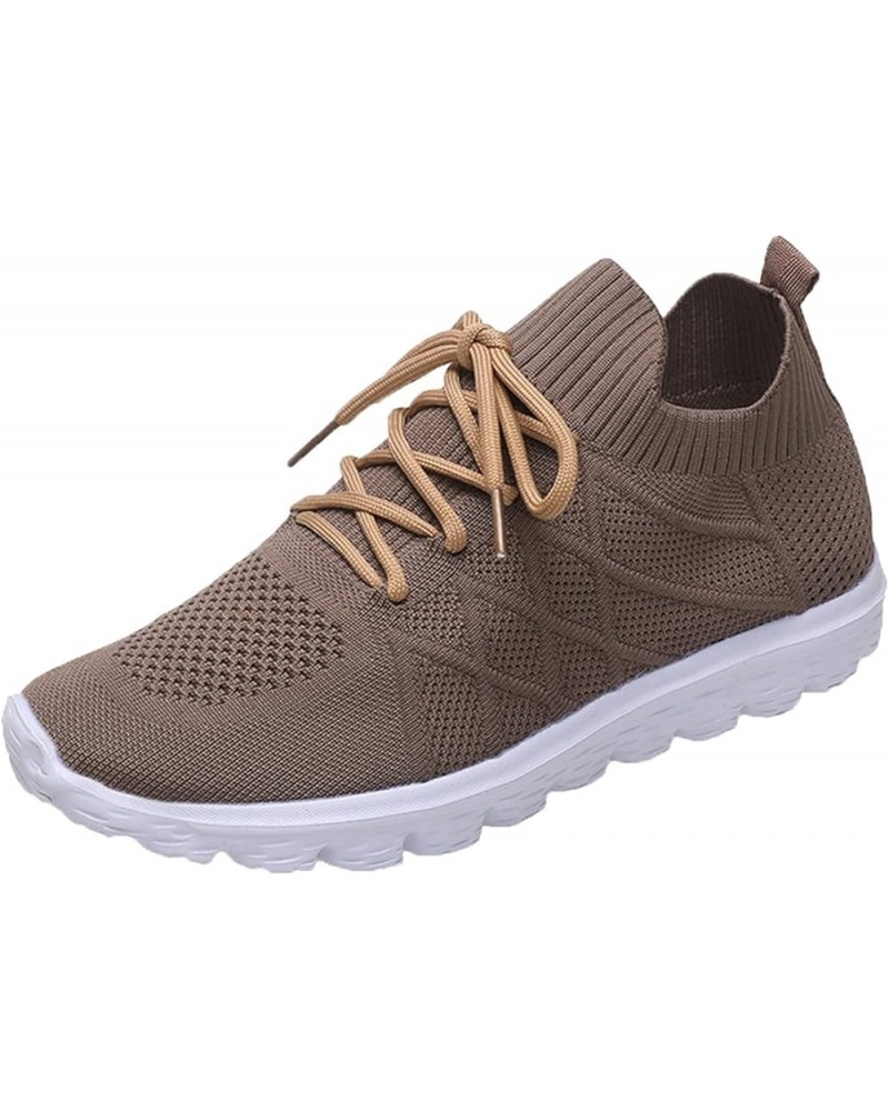 Womens Walking Sneakers for Gym Travel Fashion Summer Women Seakers Mesh Breathable Pattern Lace Up Comfortable Casual Brown ...