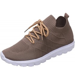 Womens Walking Sneakers for Gym Travel Fashion Summer Women Seakers Mesh Breathable Pattern Lace Up Comfortable Casual Brown ...