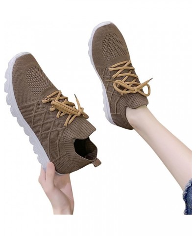 Womens Walking Sneakers for Gym Travel Fashion Summer Women Seakers Mesh Breathable Pattern Lace Up Comfortable Casual Brown ...