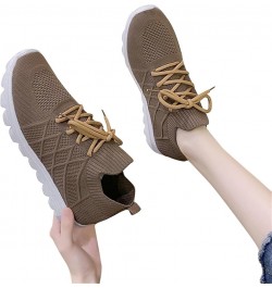 Womens Walking Sneakers for Gym Travel Fashion Summer Women Seakers Mesh Breathable Pattern Lace Up Comfortable Casual Brown ...