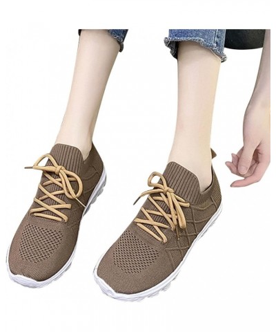 Womens Walking Sneakers for Gym Travel Fashion Summer Women Seakers Mesh Breathable Pattern Lace Up Comfortable Casual Brown ...