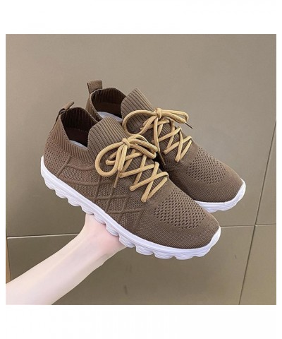 Womens Walking Sneakers for Gym Travel Fashion Summer Women Seakers Mesh Breathable Pattern Lace Up Comfortable Casual Brown ...