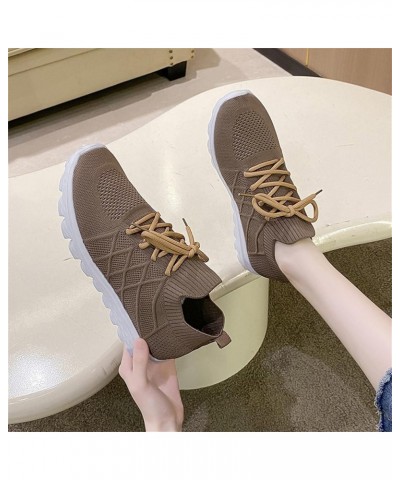 Womens Walking Sneakers for Gym Travel Fashion Summer Women Seakers Mesh Breathable Pattern Lace Up Comfortable Casual Brown ...