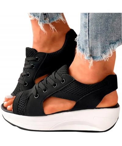 Sporty Wedge Sandals for Women Dressy Casual Western Trendy Platform Summer Breathable Work Office 2024 Comfy Spring Black $1...