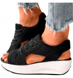 Sporty Wedge Sandals for Women Dressy Casual Western Trendy Platform Summer Breathable Work Office 2024 Comfy Spring Black $1...