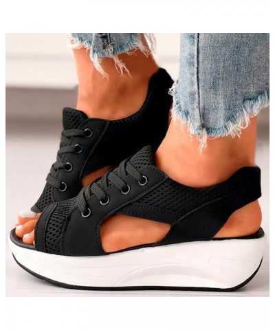 Sporty Wedge Sandals for Women Dressy Casual Western Trendy Platform Summer Breathable Work Office 2024 Comfy Spring Black $1...