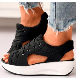 Sporty Wedge Sandals for Women Dressy Casual Western Trendy Platform Summer Breathable Work Office 2024 Comfy Spring Black $1...