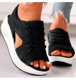 Sporty Wedge Sandals for Women Dressy Casual Western Trendy Platform Summer Breathable Work Office 2024 Comfy Spring Black $1...