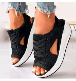 Sporty Wedge Sandals for Women Dressy Casual Western Trendy Platform Summer Breathable Work Office 2024 Comfy Spring Black $1...