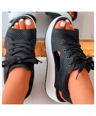 Sporty Wedge Sandals for Women Dressy Casual Western Trendy Platform Summer Breathable Work Office 2024 Comfy Spring Black $1...