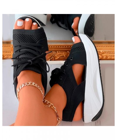 Sporty Wedge Sandals for Women Dressy Casual Western Trendy Platform Summer Breathable Work Office 2024 Comfy Spring Black $1...