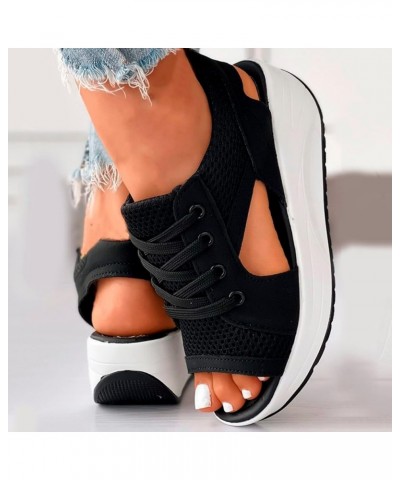 Sporty Wedge Sandals for Women Dressy Casual Western Trendy Platform Summer Breathable Work Office 2024 Comfy Spring Black $1...