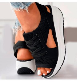 Sporty Wedge Sandals for Women Dressy Casual Western Trendy Platform Summer Breathable Work Office 2024 Comfy Spring Black $1...