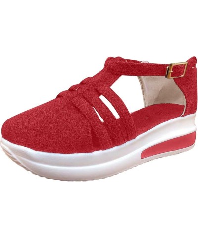 Sandals for Women Dressy Summer, Closed Toe Sandals for Women Casual Platform Sandals Summer Sports Sandals Shoes Red $14.53 ...