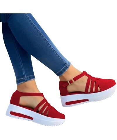 Sandals for Women Dressy Summer, Closed Toe Sandals for Women Casual Platform Sandals Summer Sports Sandals Shoes Red $14.53 ...