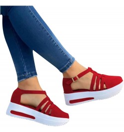 Sandals for Women Dressy Summer, Closed Toe Sandals for Women Casual Platform Sandals Summer Sports Sandals Shoes Red $14.53 ...