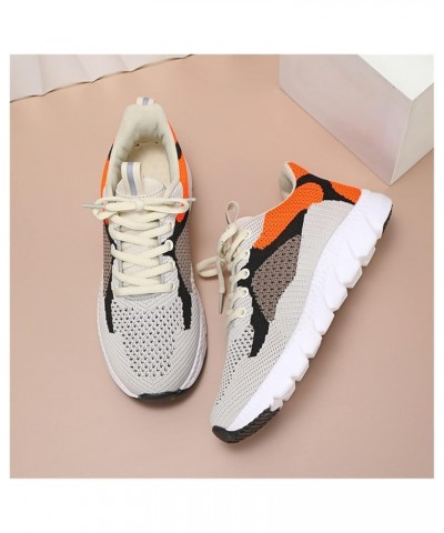 Fashion Breathable Students Sneakers Luxury Women Running Shoes Female Comfortable Women Sport Shoes Flat Shoes White Orange ...