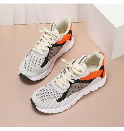 Fashion Breathable Students Sneakers Luxury Women Running Shoes Female Comfortable Women Sport Shoes Flat Shoes White Orange ...