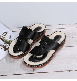 Women Espadrilles Flatform Wedge Shoes Memory Foam Orthotic Sandal T-Strap Thong Slip On Casual Summer Boho Slipper 32-hyems-...