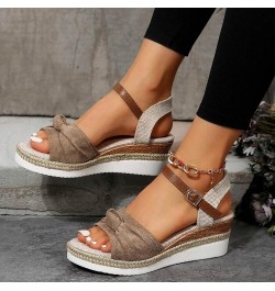 White Platform Sneakers Wedges Women Dressy Women Sexy 6 Inch High Heels Stiletto Platform Pumps Lace Up Sandals Heele Khaki-...