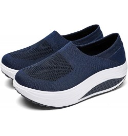 Women's Fashion Casual Solid Slip On Wedges Thick Bottom Platforms Work Shoes Z 02-dark Blue $14.42 Athletic Shoes