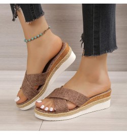 Women Sandals Summer Boho Casual Flat Ankle T-Strap Thong Comfortable Flip Flops Sandals for Women With Arch Support Brown-a ...