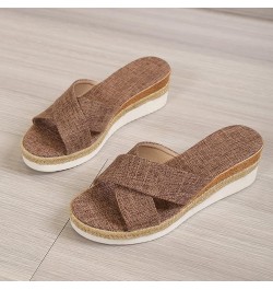 Women Sandals Summer Boho Casual Flat Ankle T-Strap Thong Comfortable Flip Flops Sandals for Women With Arch Support Brown-a ...