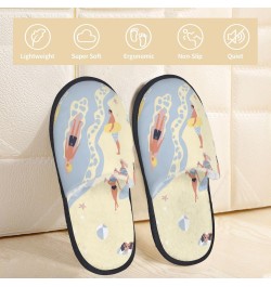 Warm Furry Slippers Indoor Plush Shoes People On Beach Vacation Non-Slip House Slippers For Men And Women $12.40 Slippers