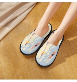 Warm Furry Slippers Indoor Plush Shoes People On Beach Vacation Non-Slip House Slippers For Men And Women $12.40 Slippers