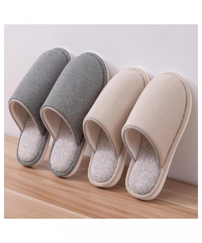 Women's Memory Foam Slippers Indoor Slippers Linen Comfortable Bedroom Home Shoes Elegant Autumn Navy $9.18 Slippers