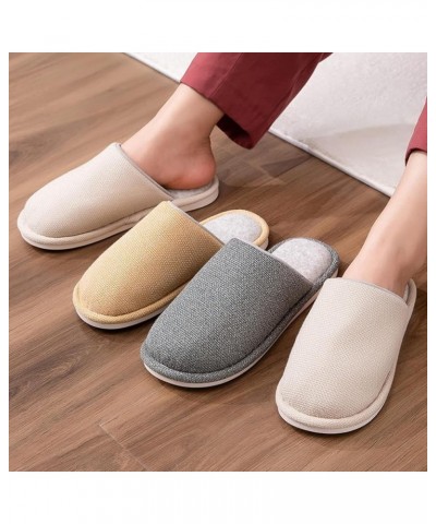 Women's Memory Foam Slippers Indoor Slippers Linen Comfortable Bedroom Home Shoes Elegant Autumn Navy $9.18 Slippers