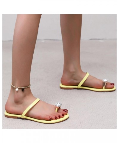 Women's Breathable Open Toe Shoes Fashion Summer Women Slippers Rhinestone Thong Flat Comfortable Casual Solid Color (Beige, ...