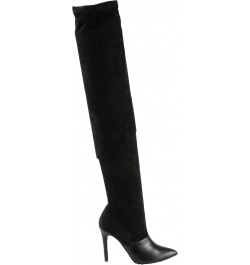 Women's Thigh High Faux Suede Pointed Toe Stretchy High Heel Dress Boots(141G-1) (6, Black) $29.85 Boots