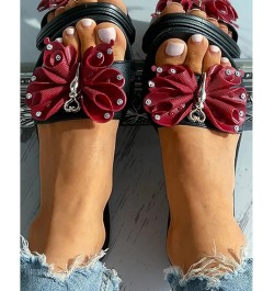 Flat Sandals for Women wide width Slippers for Women With Bowknot Comfort Slip On Bohemia Beach Sandals Wine $12.61 Sandals