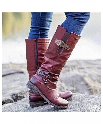 Boots For Women Knee High Wide Width Cowboy Boots Western Fashion Embroidered Wide Calf Chunky Cowgirl Boots Y15-red $24.33 B...