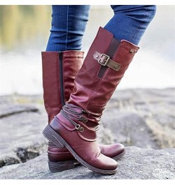 Boots For Women Knee High Wide Width Cowboy Boots Western Fashion Embroidered Wide Calf Chunky Cowgirl Boots Y15-red $24.33 B...