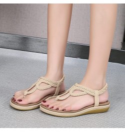 sandals women fashion bridal shoes strappy black heelsflat sandals for women summer womens sandels size 6 Beige 01 $20.15 San...