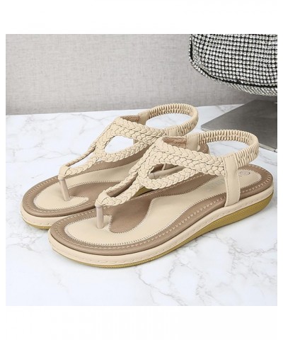 sandals women fashion bridal shoes strappy black heelsflat sandals for women summer womens sandels size 6 Beige 01 $20.15 San...