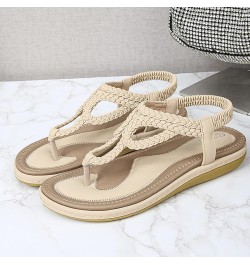 sandals women fashion bridal shoes strappy black heelsflat sandals for women summer womens sandels size 6 Beige 01 $20.15 San...