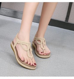 sandals women fashion bridal shoes strappy black heelsflat sandals for women summer womens sandels size 6 Beige 01 $20.15 San...