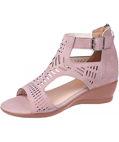 Platform Sandal Gold Wedges Sandals For Women Platform Shoes 70S Sandals Black Heeled Sandals For Women Beach Pink-d $12.14 S...