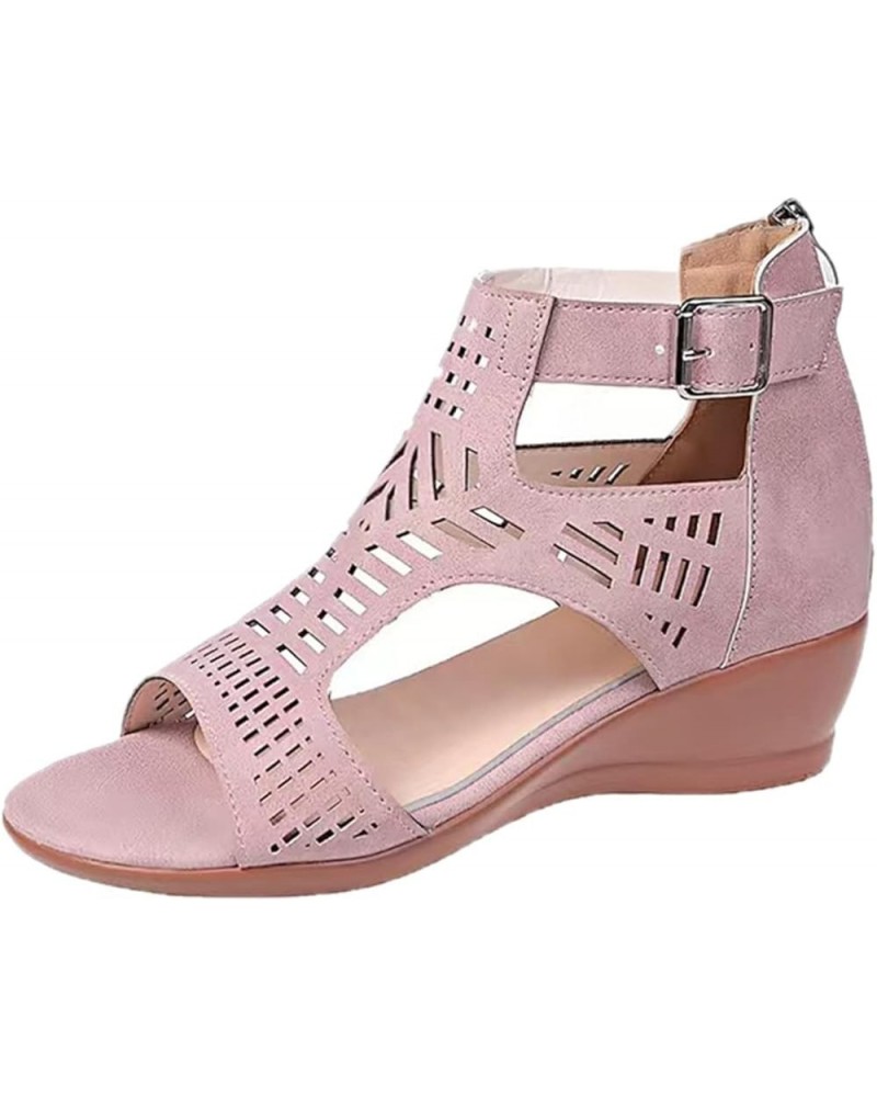 Platform Sandal Gold Wedges Sandals For Women Platform Shoes 70S Sandals Black Heeled Sandals For Women Beach Pink-d $12.14 S...