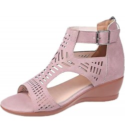 Platform Sandal Gold Wedges Sandals For Women Platform Shoes 70S Sandals Black Heeled Sandals For Women Beach Pink-d $12.14 S...