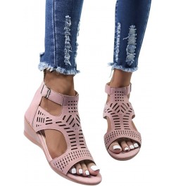 Platform Sandal Gold Wedges Sandals For Women Platform Shoes 70S Sandals Black Heeled Sandals For Women Beach Pink-d $12.14 S...