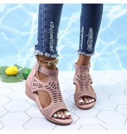 Platform Sandal Gold Wedges Sandals For Women Platform Shoes 70S Sandals Black Heeled Sandals For Women Beach Pink-d $12.14 S...