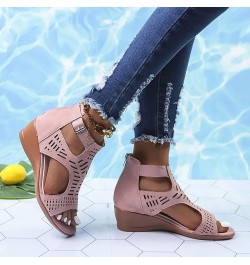 Platform Sandal Gold Wedges Sandals For Women Platform Shoes 70S Sandals Black Heeled Sandals For Women Beach Pink-d $12.14 S...