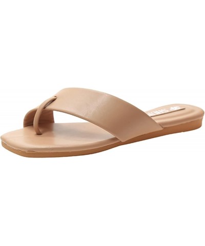 Slippers Women's Summer Sandals And Spring Flip Flat Fashion Flops Women's slipper Beige $9.67 Sandals