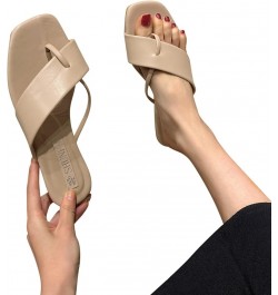 Slippers Women's Summer Sandals And Spring Flip Flat Fashion Flops Women's slipper Beige $9.67 Sandals