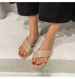 Slippers Women's Summer Sandals And Spring Flip Flat Fashion Flops Women's slipper Beige $9.67 Sandals